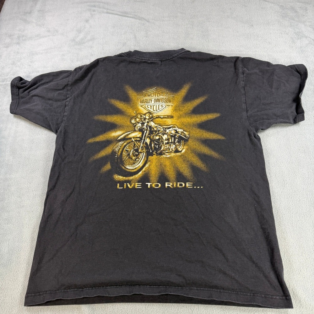 Vintage Harley Davidson Live To Ride Motorcycle T-Shirt Black Mens Large 707 Tag